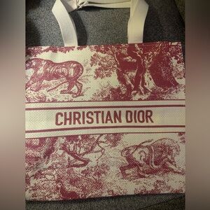 New Christian Dior Red and White Tote Bag